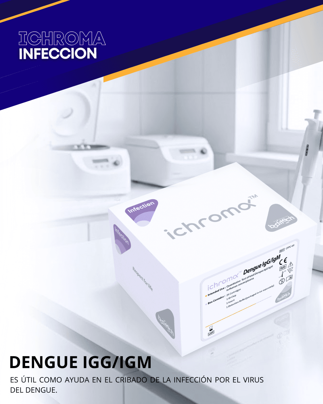 Reactivo DENGUE IGG/IGM para analizador ichroma (Infecciones)